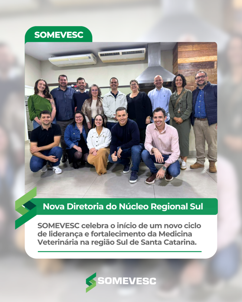 SOMEVESC celebra o início de um novo ciclo de liderança e fortalecimento da Medicina Veterinária na região Sul de Santa Catarina. SOMEVESC celebra o início de um novo ciclo de liderança e fortalecimento da Medicina Veterinária na região Sul de Santa Catarina.